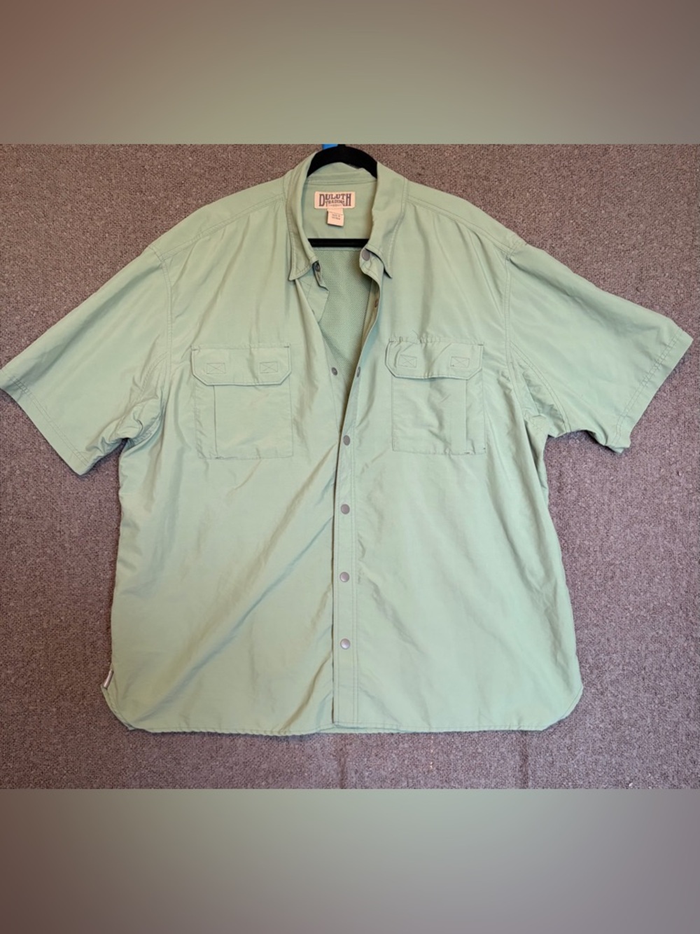 Duluth Trading Co Men's Mint Green Button-Front Utility Shirt